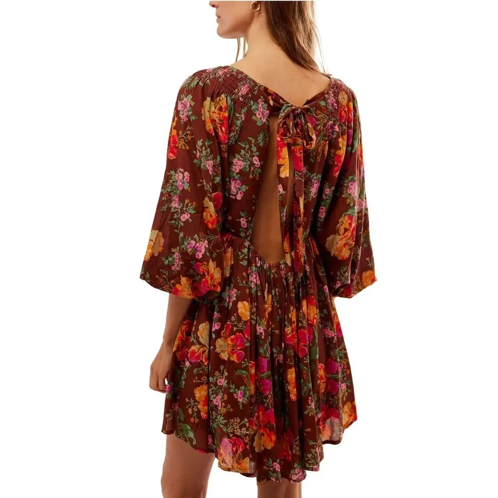 Free People Beck Floral Babydoll Minidress‎ Relaxed Boho Cottagecore